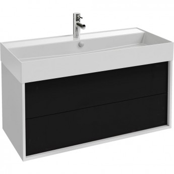 Тумба JACOB DELAFON VIVIENNE EB1585-N18-S14 под раковину, 100 см корпус белый фасад черный лак Тумба JACOB DELAFON VIVIENNE EB1585-N18-S14 под раковину, 100 см корпус белый фасад черный лак